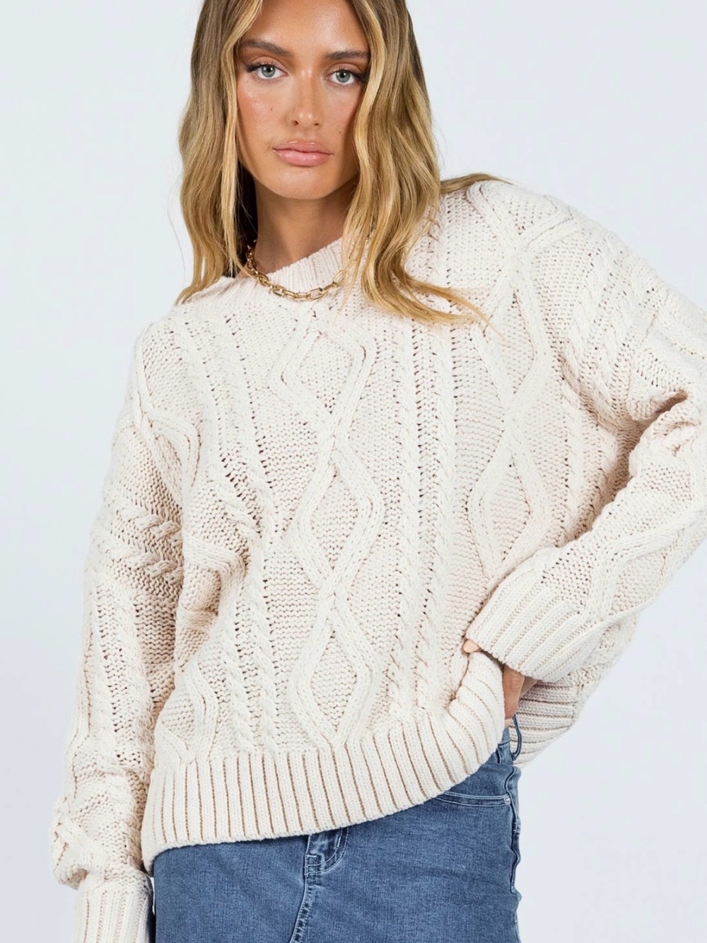 Princess Polly Anaya oversized cable knit sweater